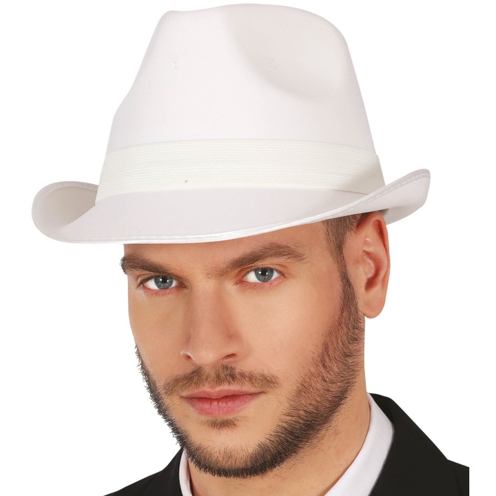 Palarie Gangster, Guirca, Alb, Set 1 bucata