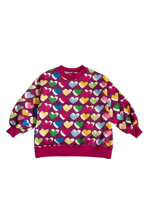 Agatha Ruiz De La Prada, Bluza de trening cu decolteu la baza gatului si design inima, 140 CM, Multicolor