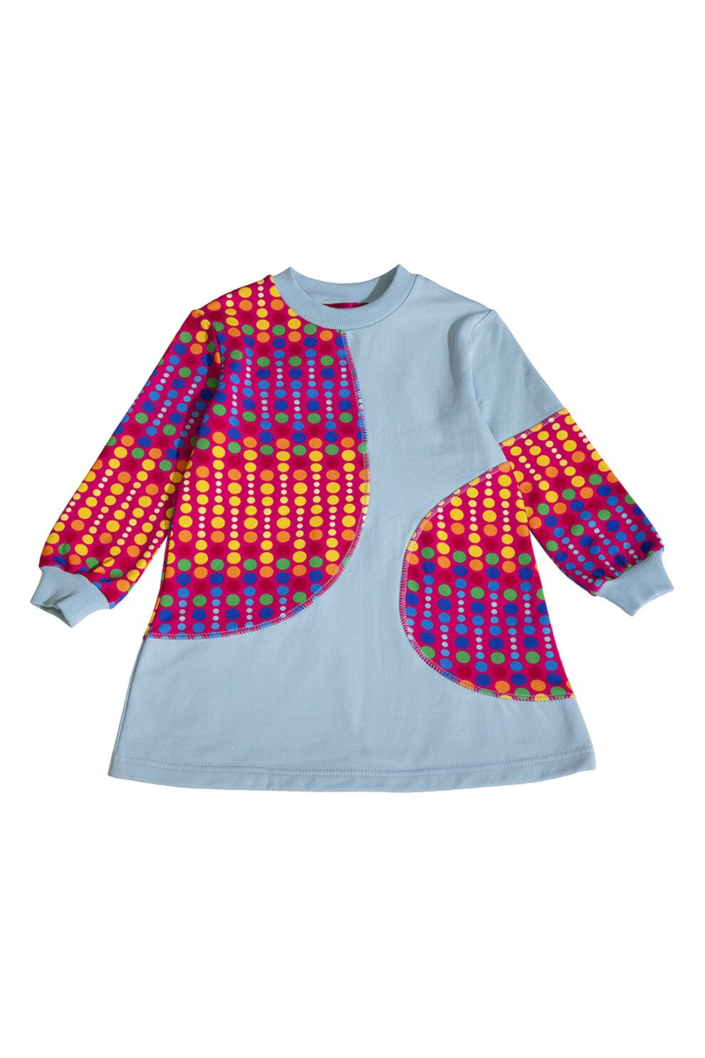 Agatha Ruiz De La Prada, Rochie dreapta cu decolteu la baza gatului, Multicolor, 110 CM