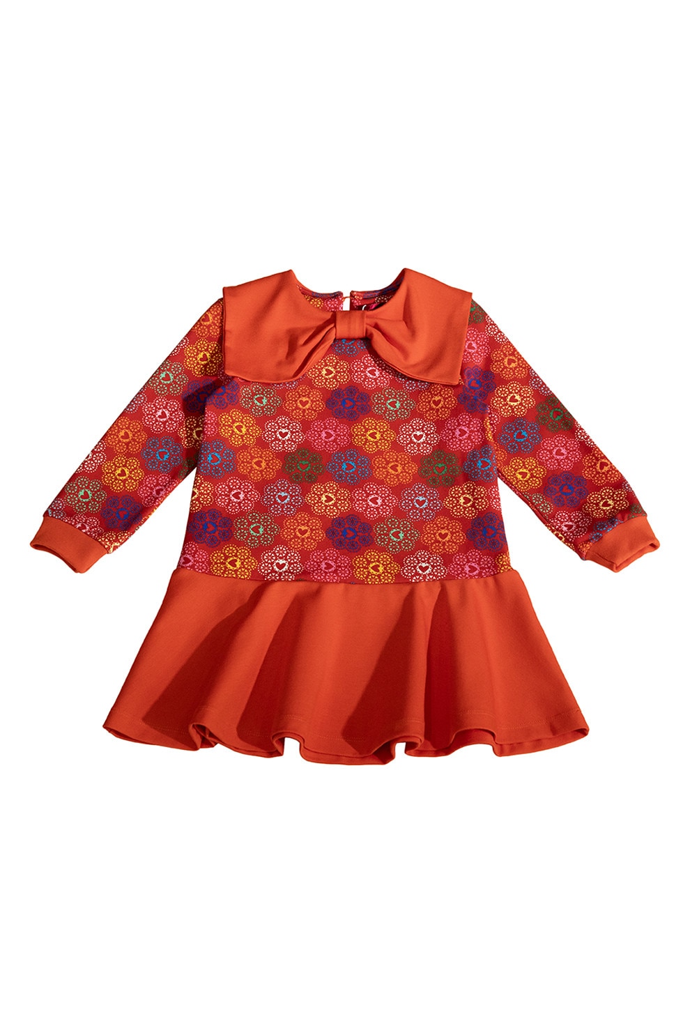 Agatha Ruiz De La Prada, Rochie evazata cu model si guler cu funda, Multicolor, 116 CM