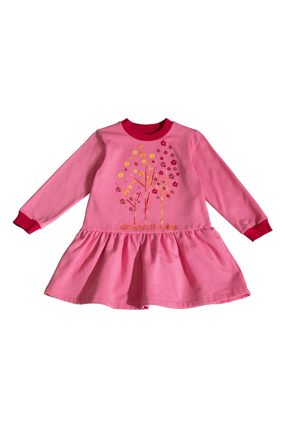 Agatha Ruiz De La Prada, Rochie evazata cu design brodat, Roz zmeuriu, 140 CM
