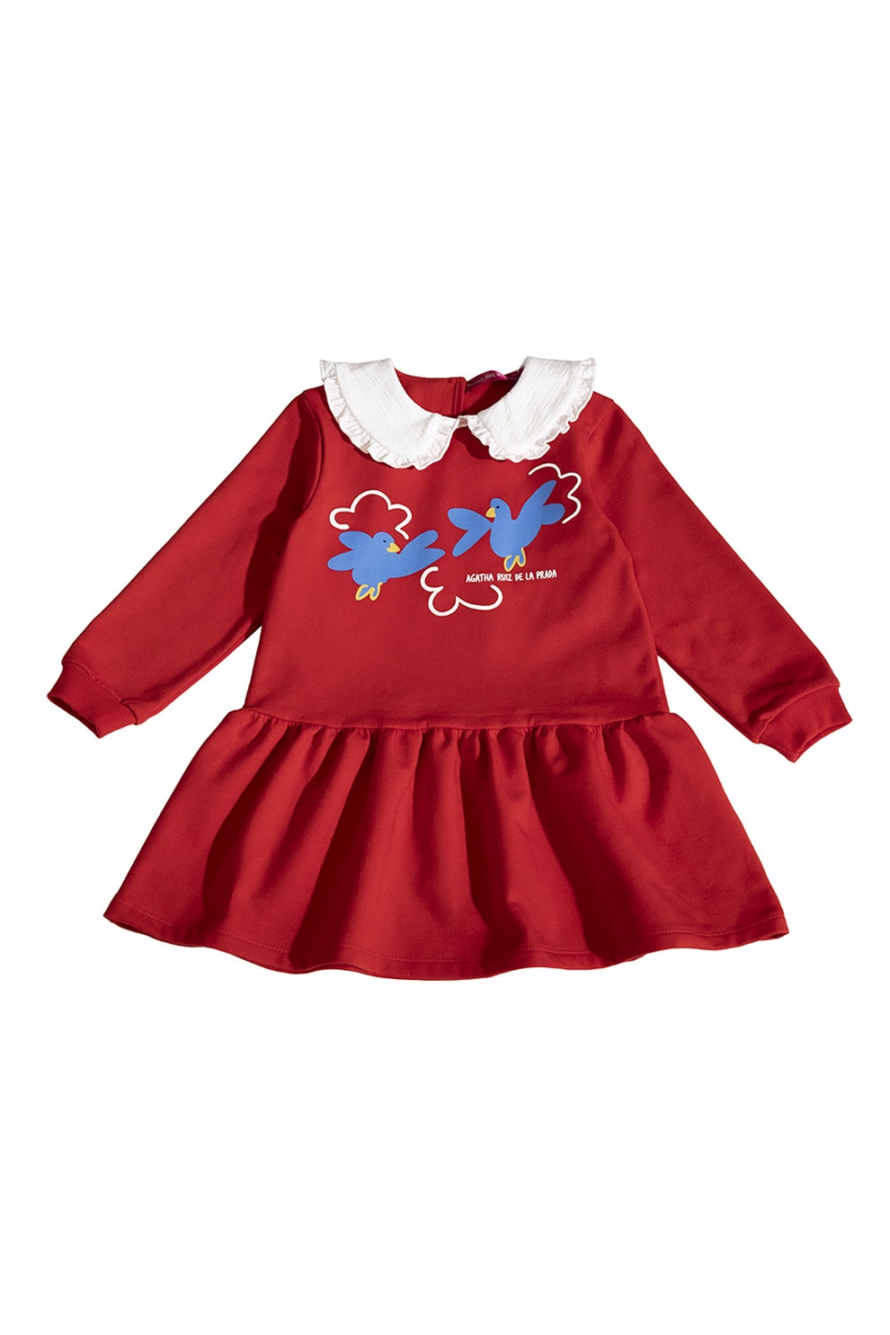 Agatha Ruiz De La Prada, Rochie evazata cu guler Peter Pan, Rosu, Alb, 140 CM