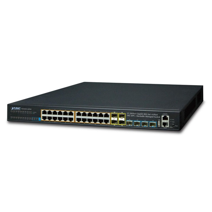Управляем комутатор PLANET Layer 3, 24-портов 10/100/1000T, 4-портов 10G SFP+, 370W, черен