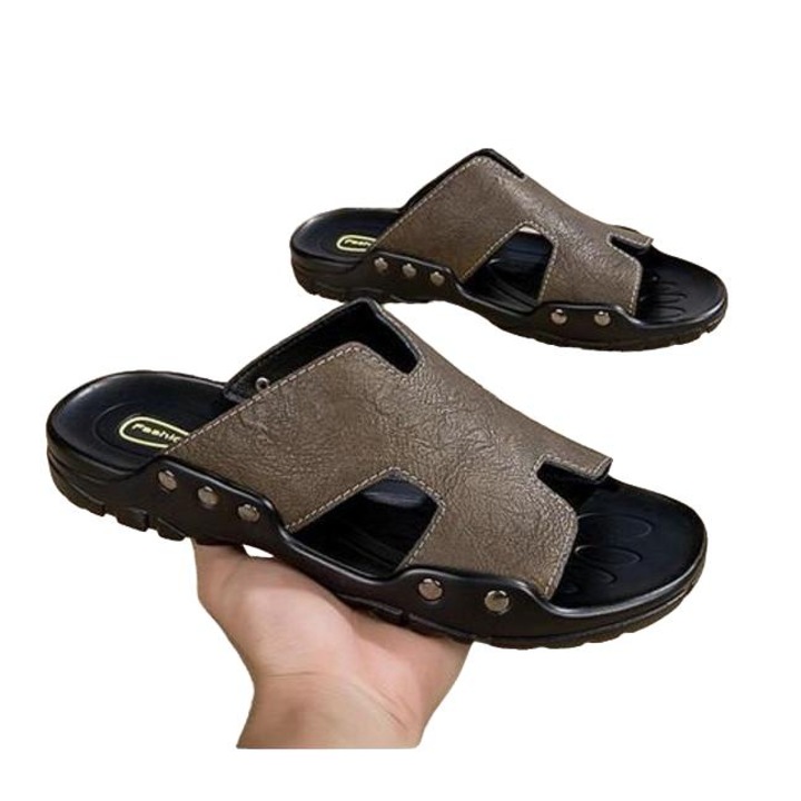 Férfi nyitott orrú papucs, szintetikus bőrből, strandra és mindennapi tevékenységekre