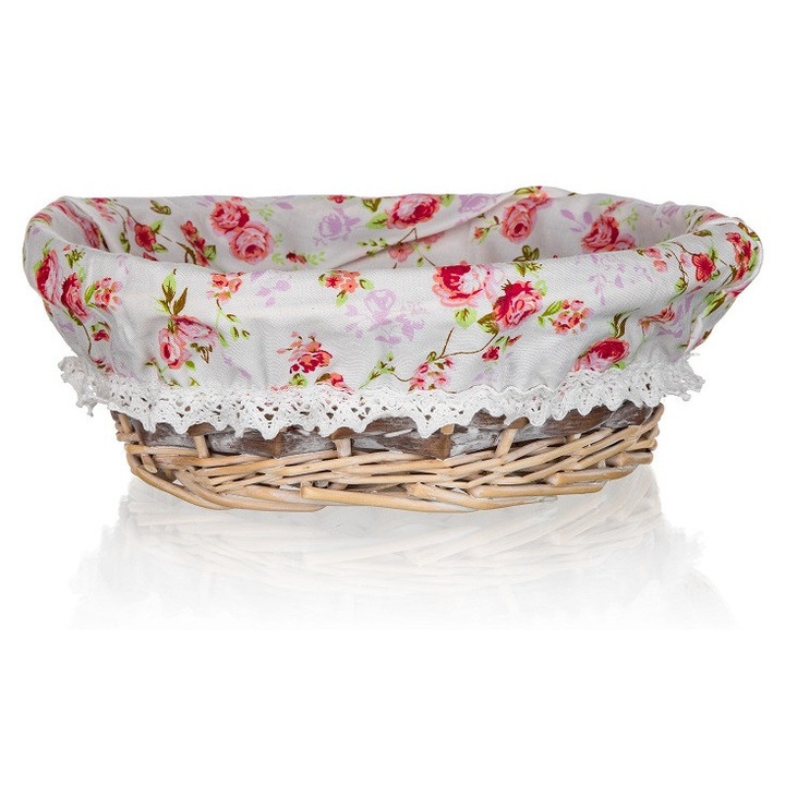 Cos din ratan Vetro Plus, imprimeu cu flori, 25x9 cm