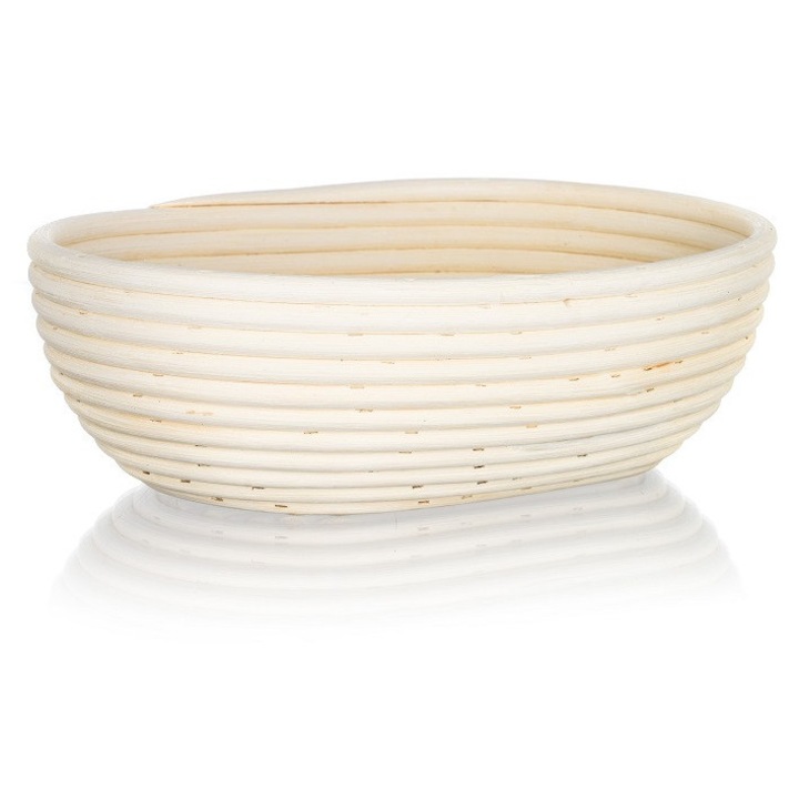 Cos de servire oval, Vetro Plus, rattan natural, 28x22x9 cm