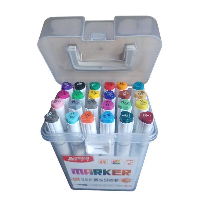 Set 24 Culori Markere Cu Doua Capete, Varf Gros Si Subtire, Vision XXI