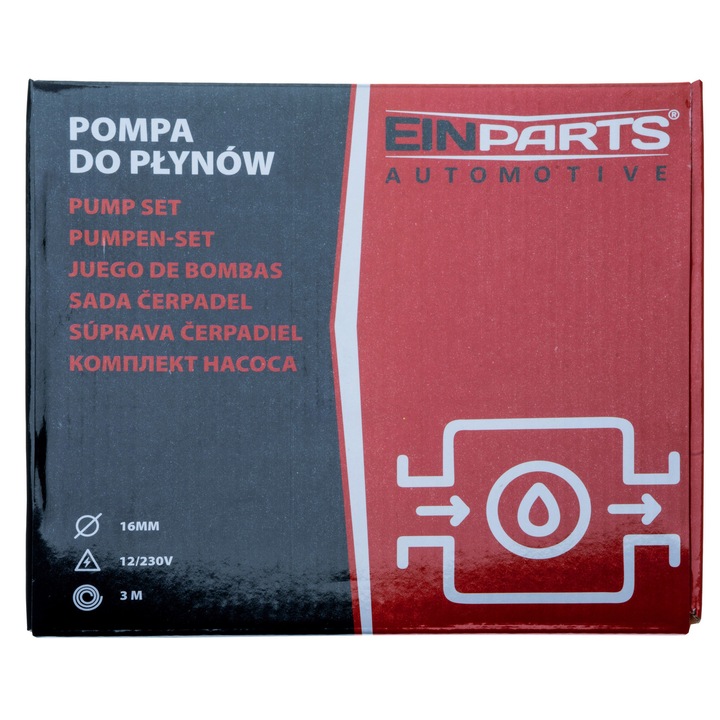 Pompa submersibila pentru combustibil si ulei, 12V/230V, EinParts, aluminiu, 12 litri/min, 3m cablu, 3.5m furtun
