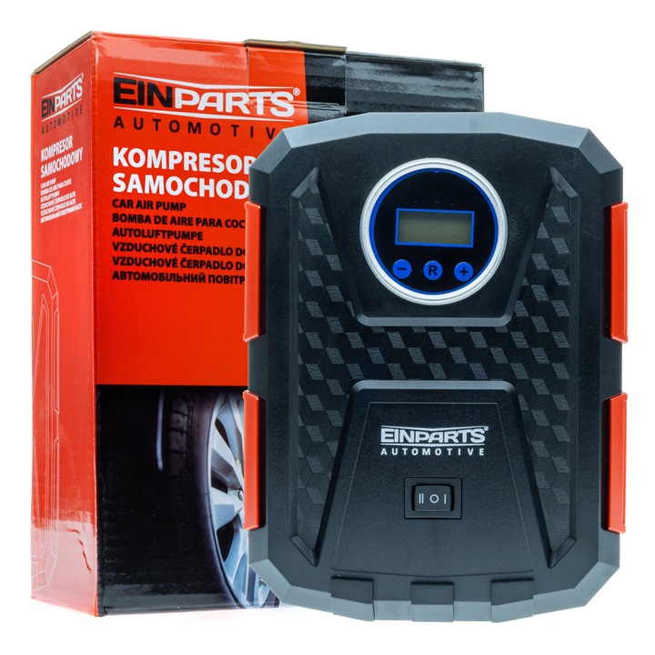 Kompresor auto 12V 150 PSI, 35 L/min, manometru LCD, 20x16x6cm, set cu 3 duze
