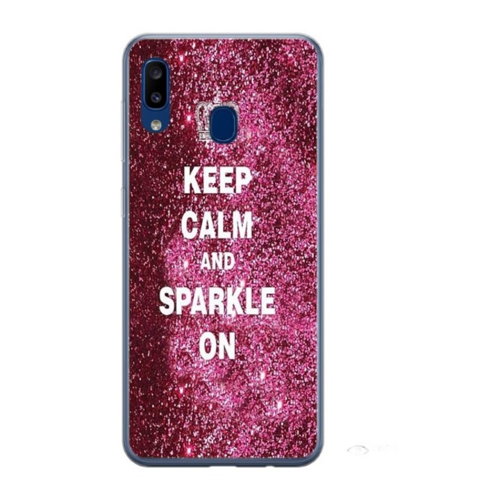 Husa personalizata HQ Print si Folie de Silicon pentru Samsung Galaxy A40, Keep Calm and Sparkle On, S1D1M0252, Atlas