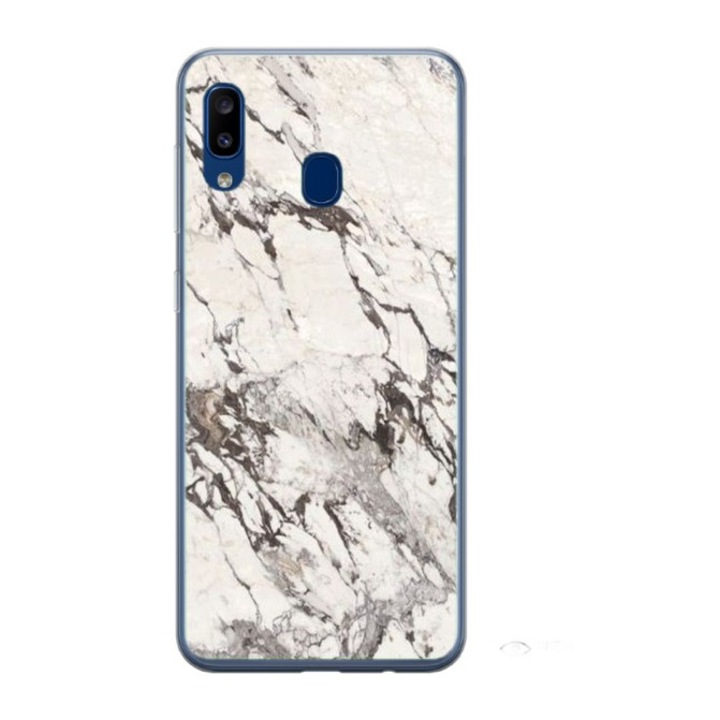 Husa personalizata HQ Print si Folie de Silicon pentru Samsung Galaxy A40, White Marble, S1D1M0325, Atlas