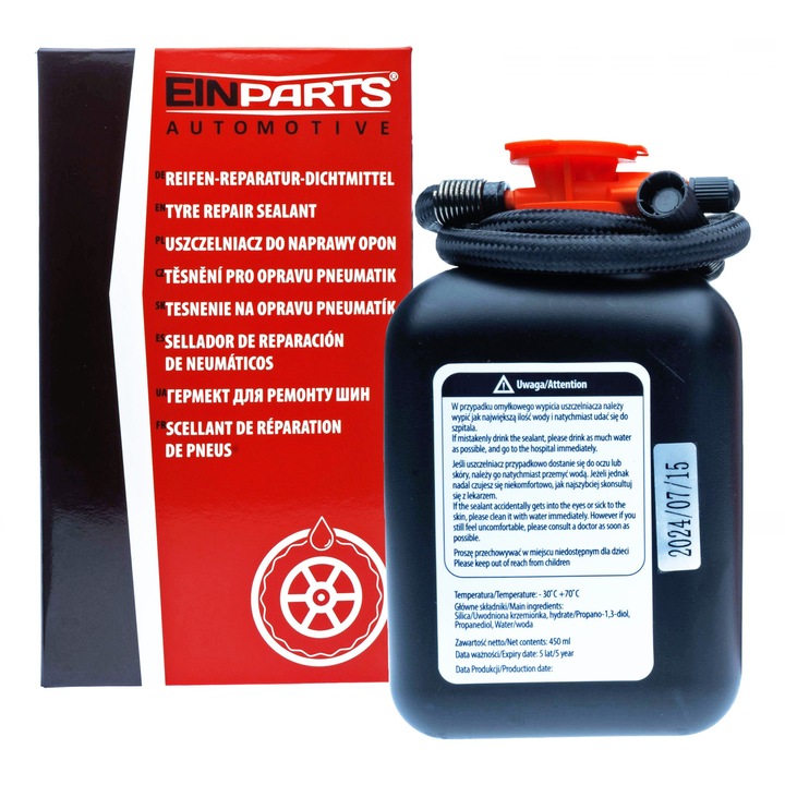 Gumiabroncs tömítő, Einparts Automotive, 450 ml, kompresszorokkal kompatibilis, hőmérséklet -30C és +70C között