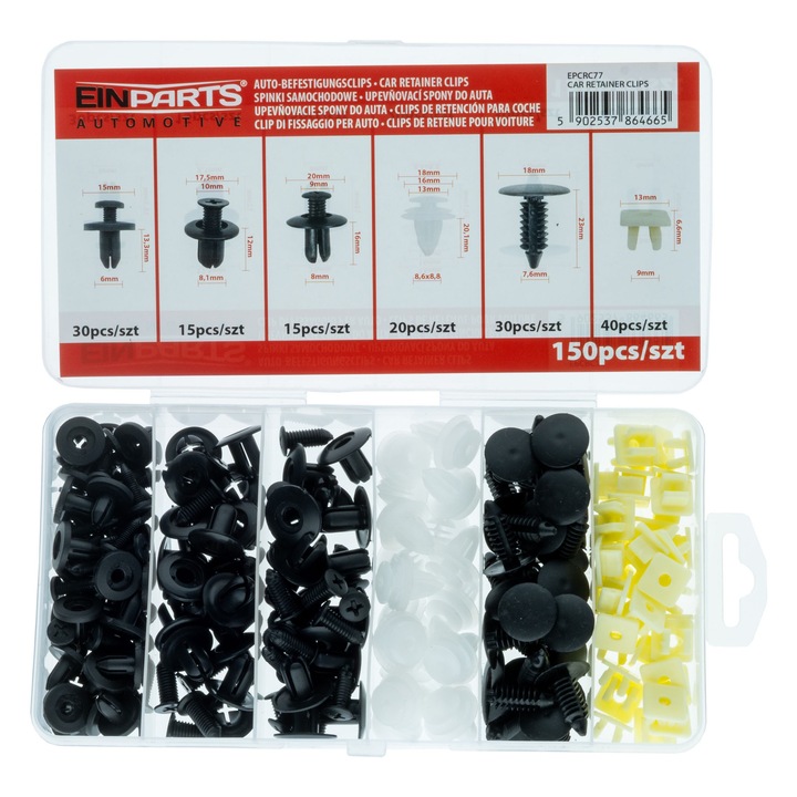 Set 150 cleme universale, Einparts Automotive, plastic