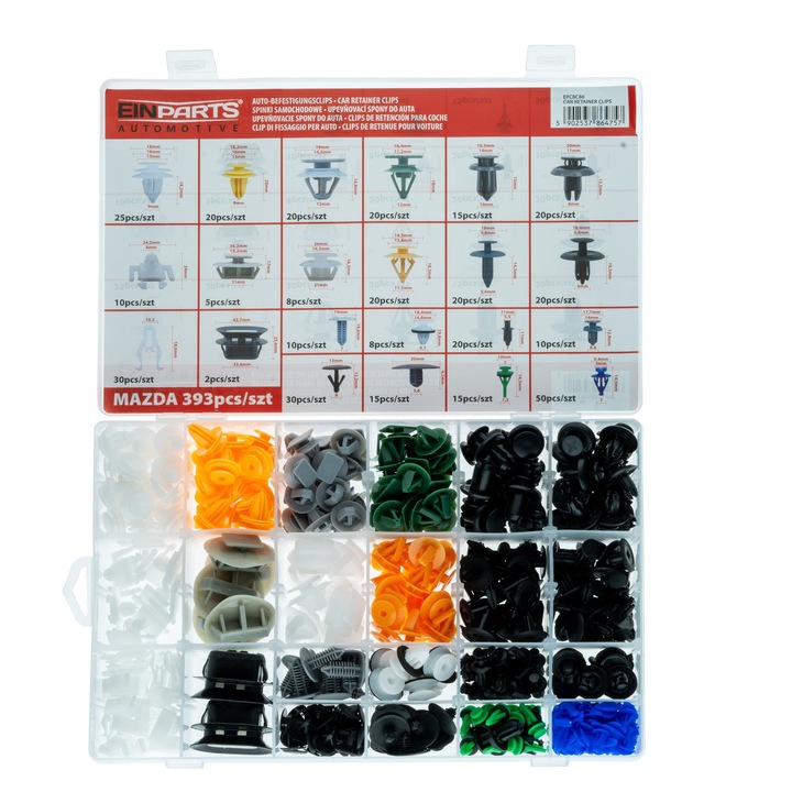 Set pini si cleme auto, 393 bucati, pentru Mazda, EinParts Automotive