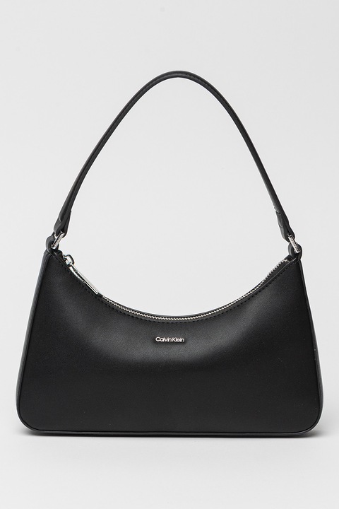 CALVIN KLEIN, Cipzáros műbőr válltáska, Fekete