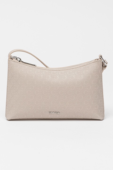 CALVIN KLEIN, Geanta din piele ecologica cu bareta de umar si model monograma, Bej