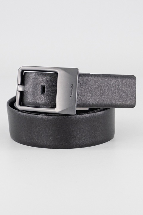 CALVIN KLEIN, Кожен колан с релефно лого, Черен, 100