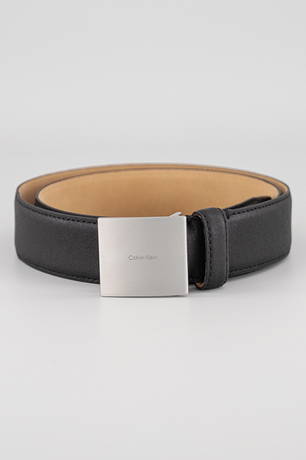 CALVIN KLEIN, Curea de piele cu catarama metalica, Negru, 95