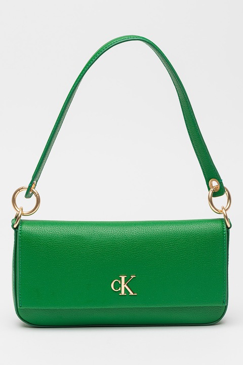 CALVIN KLEIN JEANS, Műbőr válltáska logós részlettel, Zöld