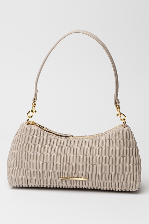 CALVIN KLEIN JEANS, Geanta din piele ecologica cu bareta de umar si model drapat, Maro taupe deschis