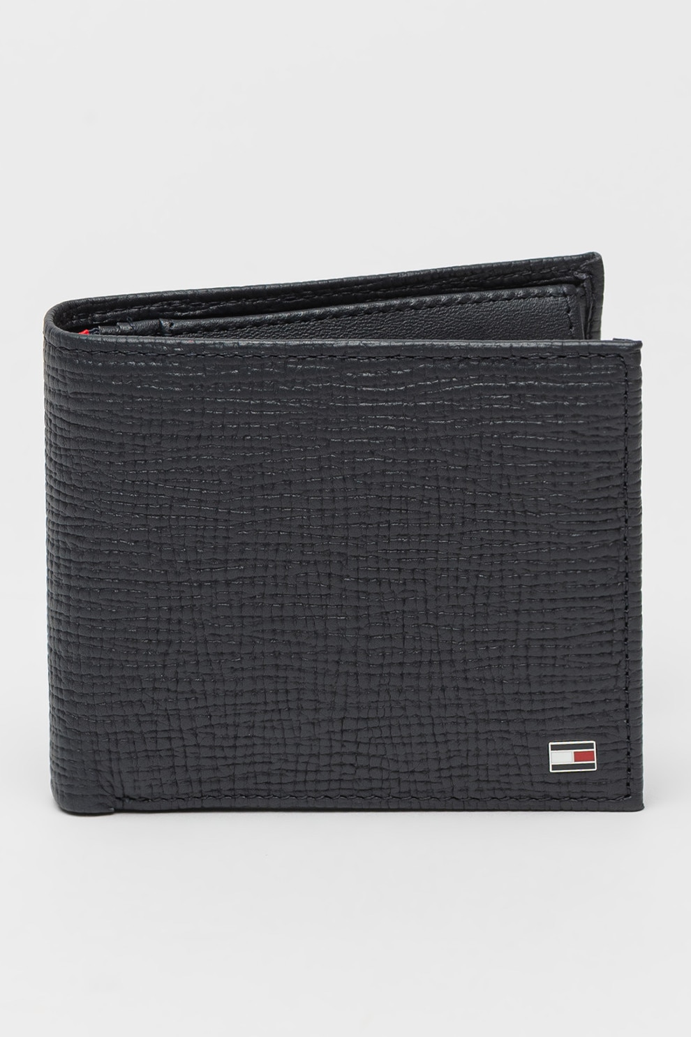 Tommy Hilfiger, Portofel texturat de piele Flag Extra, Albastru ultramarin