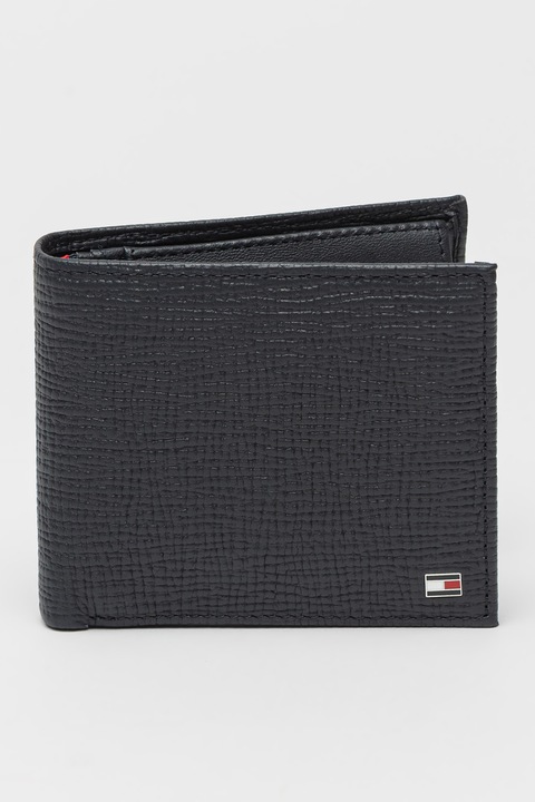 Tommy Hilfiger, Портфейл Flag Extra с релефна кожа, Ултрамарин синьо