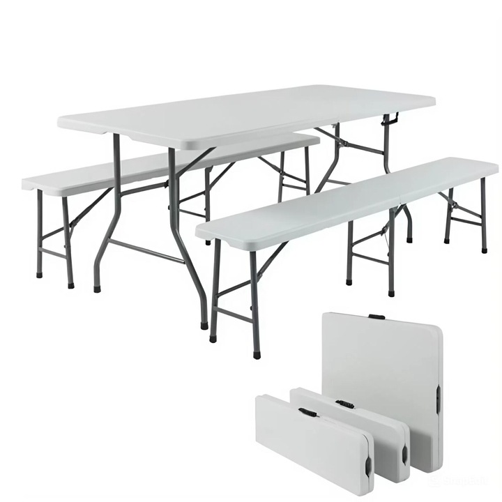 Pepita összecsukható sörpad Kerti étkezőgarnitúra - fehér