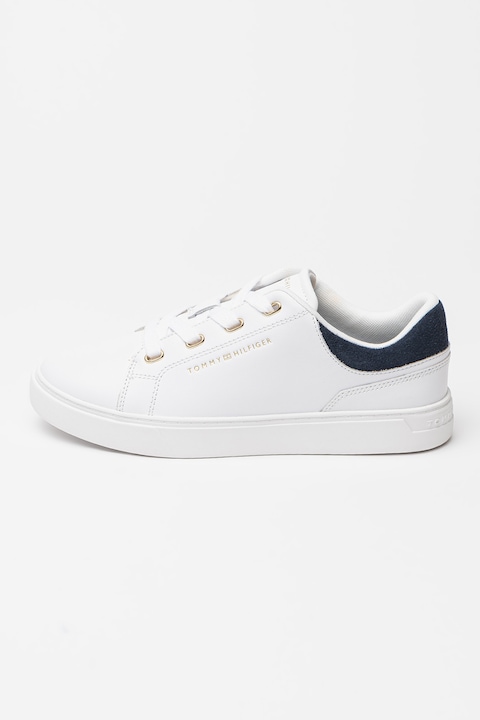 Tommy Hilfiger, Равни кожени спортни обувки, Златист/Бял/Тъмносин