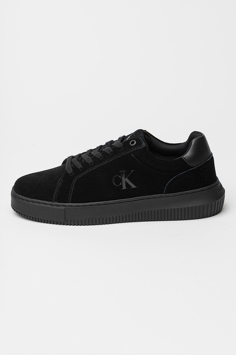 CALVIN KLEIN JEANS, Vastag talpú nyersbőr sneaker, Fekete