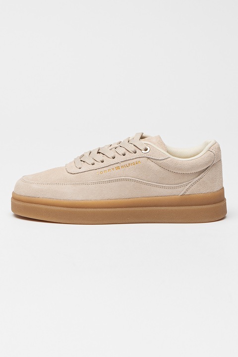 Tommy Hilfiger, Modern nyersbőr sneaker logóval, Drapp