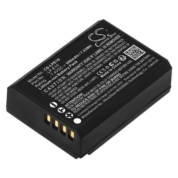Cameron sino li-ion akkumulátor, 7.4v, 950mAh, kompatibilis canon lp-e10 kompatibilis-vel