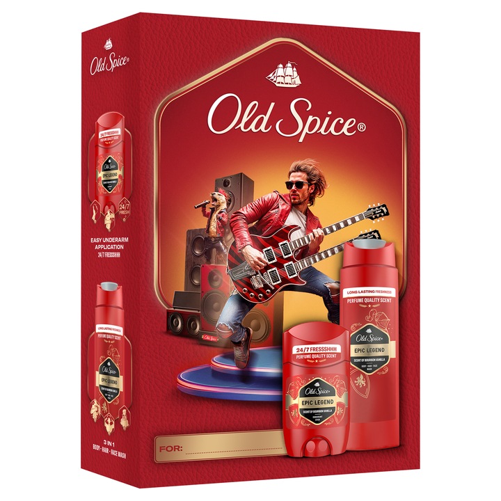 Set Cadou Old Spice Knight: Deodorant stick Epic Ledgend 50 ml, Gel de dus Epic Ledgend 250 ml