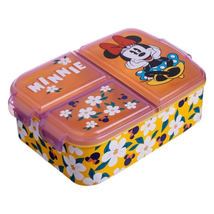 Caserola pentru copii, BREZIUM, model soricel, galben, 3 compartimente, 0.79 L