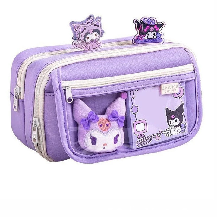 Nagy kapacitású tolltartó, Kunomi tolltartó, aranyos átlátszó többrétegű tolltartó: tágas és elegáns táska