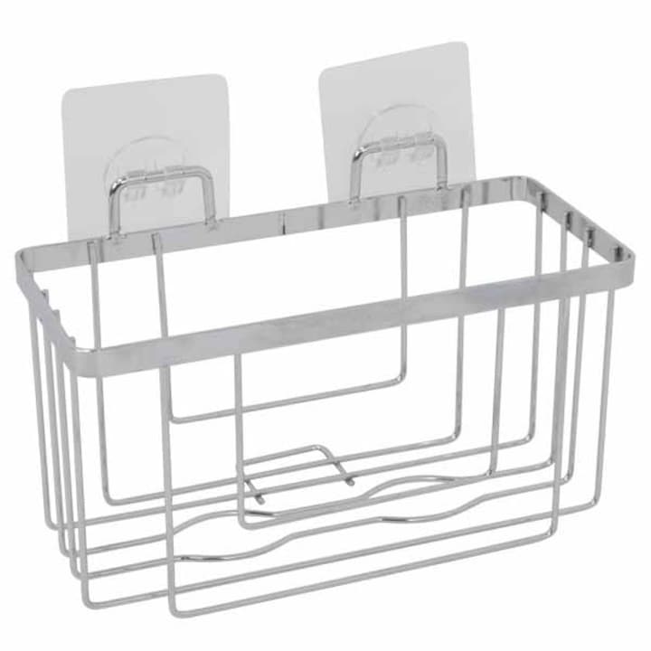 Etajera baie, Frandis, 20x9x12 cm, metal ncromat, montaj usor, carlige autoadezive, fixare puternica, model 190336