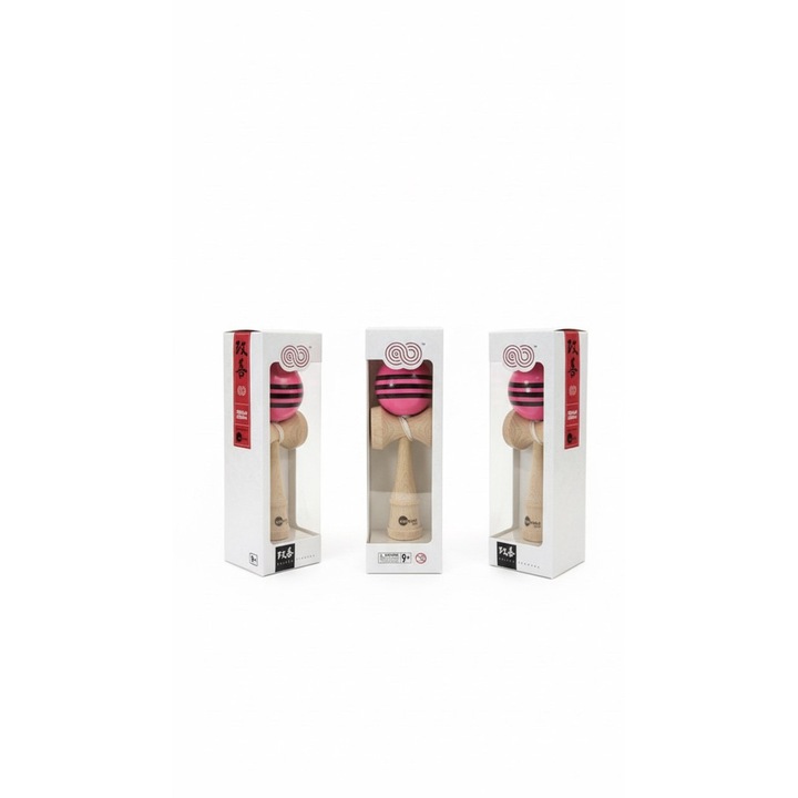 Kendama USA Kaizen Triple Stripe Gloss rozé három fekete csíkkal