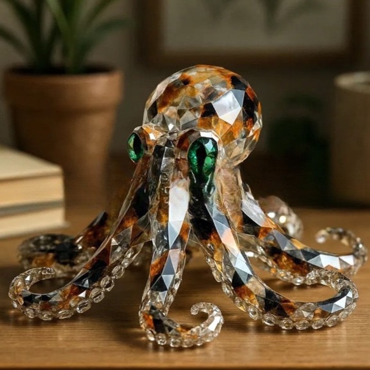 Statueta eleganta de caracatita Marou, din cristal, decor unic pentru living si ideie de cadou