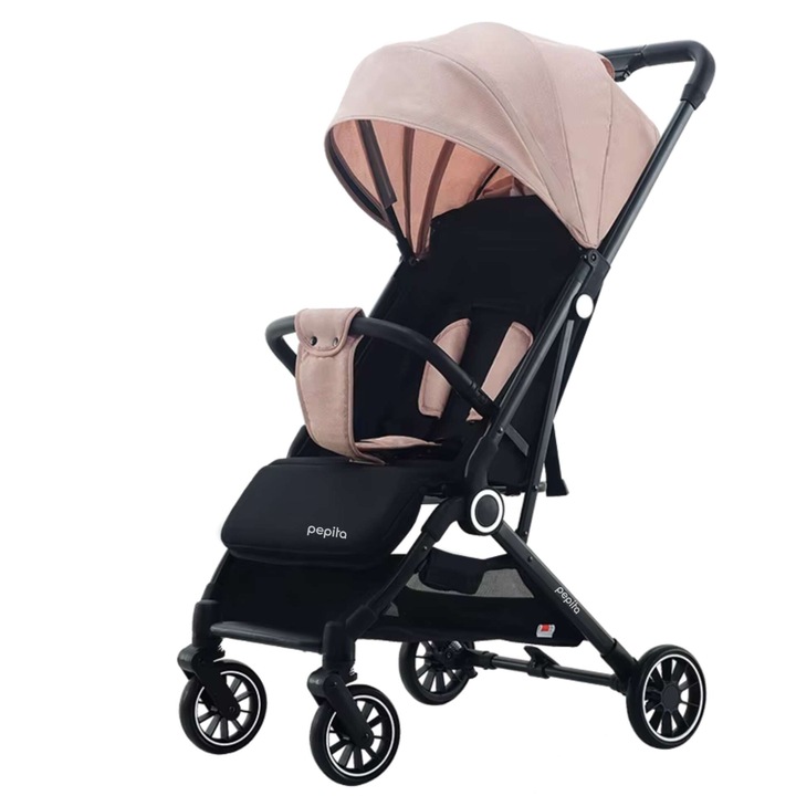 Pepita Molly carucior compact cu suport reglabil pentru picioare si spatar - roz