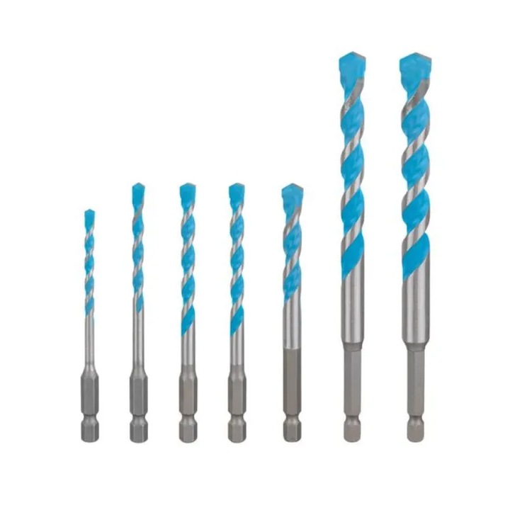 Set 7 burghie EXPERT MultiConstruction, Bosch, diametre 4/5/6/8/10/12 mm, prindere HEX-9