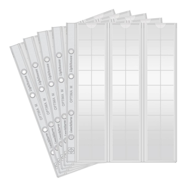 Set folii Leuchtturm, OPTIMA54, 150mn, pentru 270 monede de colectie cu diametrul maxim 20mm