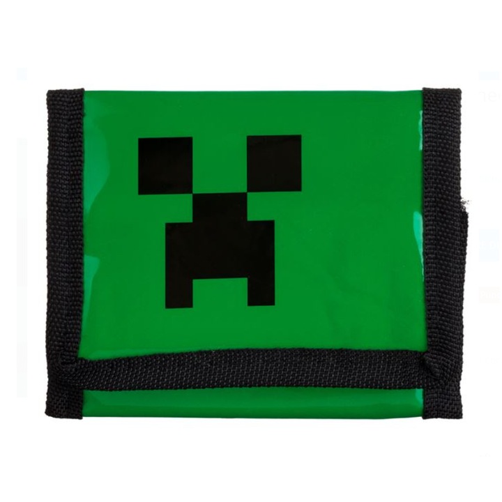 Portofel Verde Minecraft cu Scai pentru Copii 12.5x2x10cm