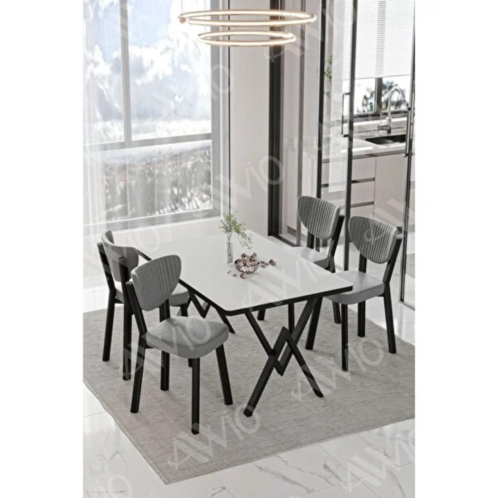 Set Masa si Scaun Mar, Elgant, Bucatarie, Living, Cafenea, Masa Alb 80 x 120 cm -Desire Furniture