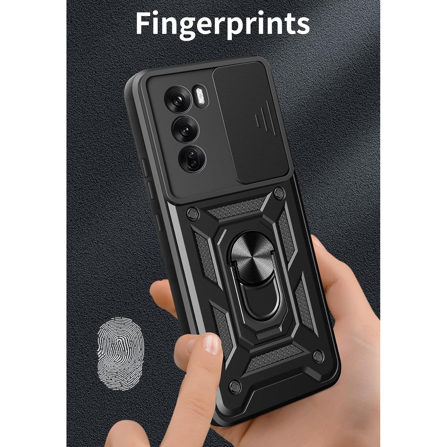 Husa pentru Xiaomi Redmi 15 4G, 5G Ring Armor Kickstand Tough Rugged Cover cu protectie camera, negru