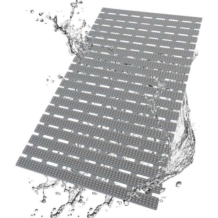Covoras de dus anti-alunecare 69x38cm, cu ventuze, Gri