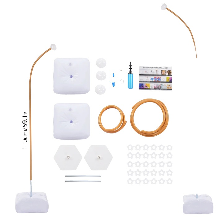 Léggömb boltív tartó készlet, arany, 1.5m x 2.5m, könnyű összeszerelés, szett