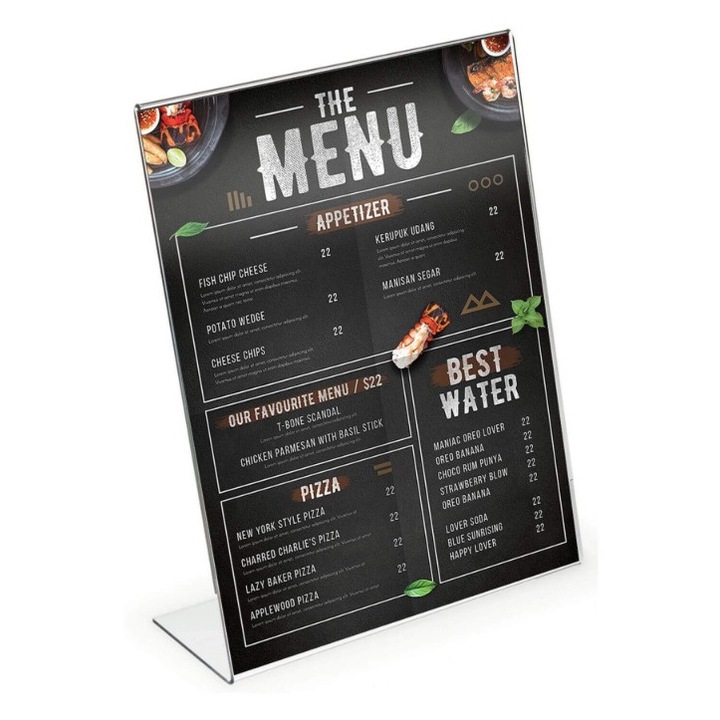 Display plastic pentru prezentare forma L, A4, transparent, CadoulTauPreferat, portrait