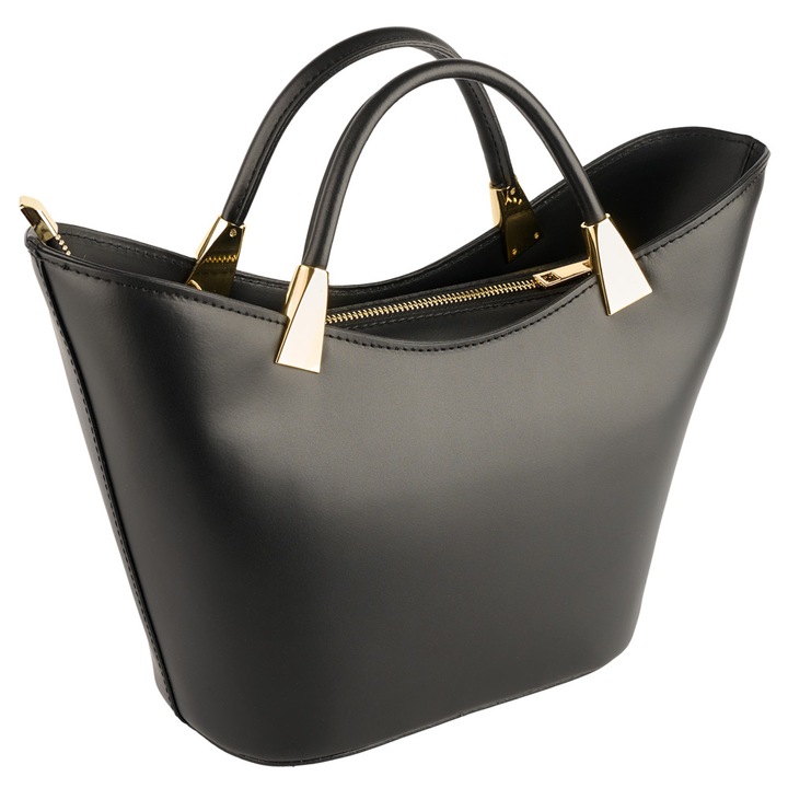 Geanta Selena, piele 100% naturala, 8236, Negru