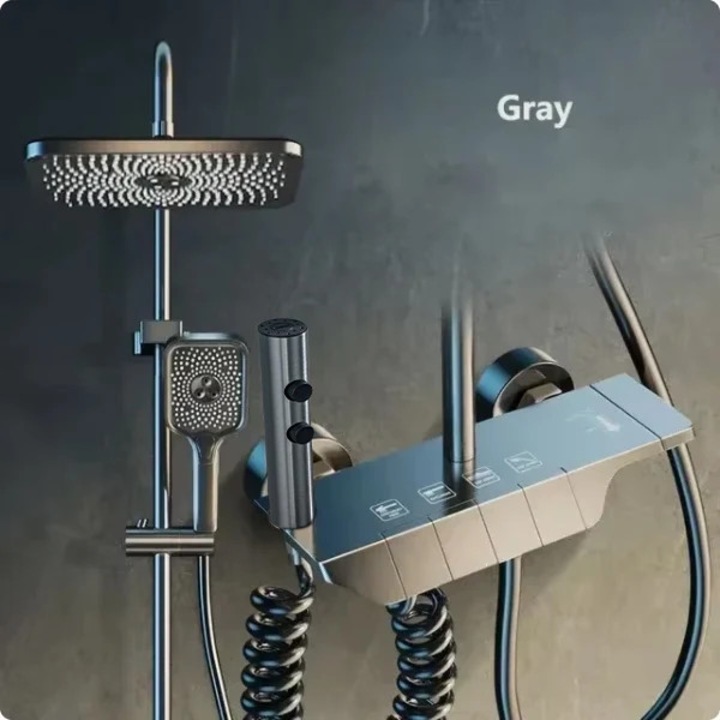Robinet dus, inaltime ajustabila, constructie durabila, gri, montare pe perete
