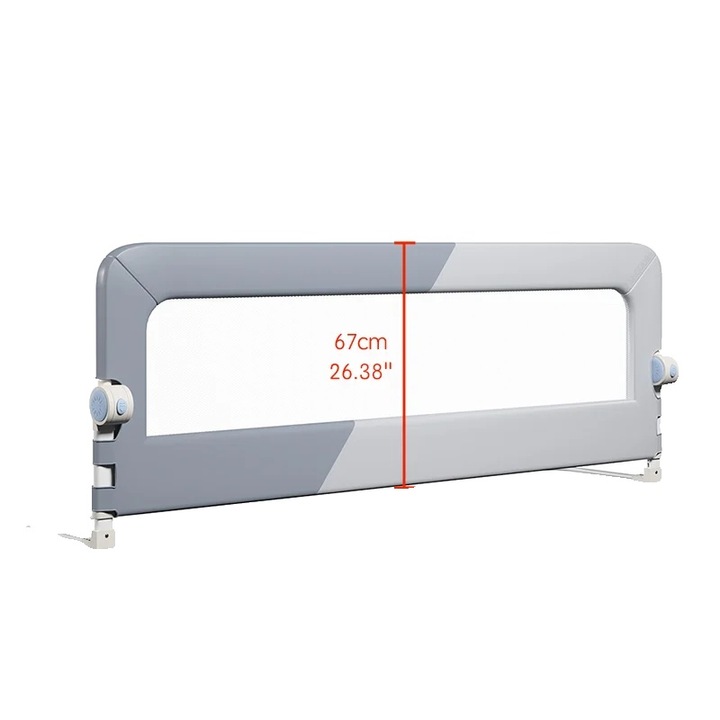 Bariera de siguranta pentru pat copii, inaltime ajustabila, instalare fara unelte, 1 bucata 200cm, design neutru
