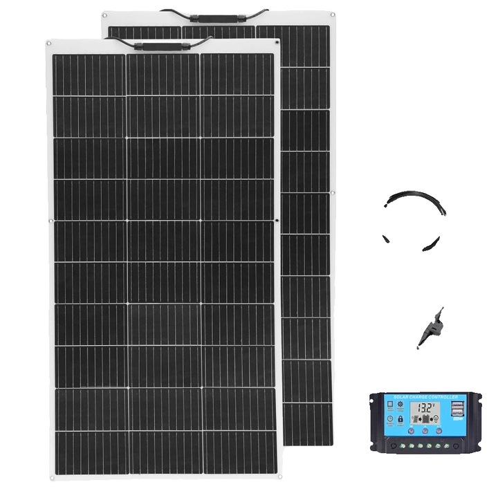 Гъвкав соларен панел, 200W, 12V, ефективност 24%, 975x550x2.5mm, комплект